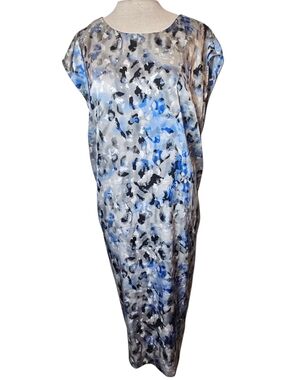Anne Klein Animal Print Dress - Plus Size 18W Satin Sleeveless Shift Tunic